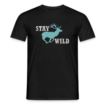 Stay Wild - laufender Hirsch mit frechem Muster - Männer T-Shirt - Schwarz - Vorne - AI Model Male 178 light (178cm)
