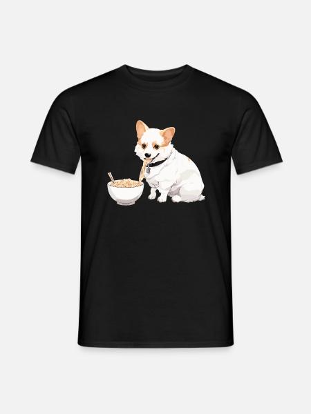 Corgi Eating Ramen #1 - Men's T-Shirt - black