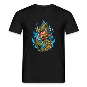 Mermaid playing harp - Men's T-Shirt - black - Front - AI Model Male 178 light (178cm)
