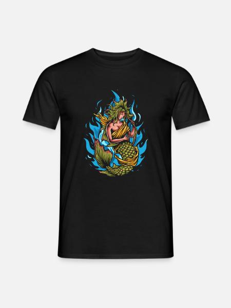 Mermaid playing harp - Men's T-Shirt - black
