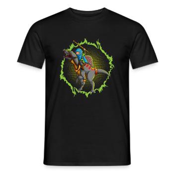 Der Ninja-Angriff mit dem Spinosaurus - Männer T-Shirt - Schwarz - Vorne - AI Model Male 178 light (178cm)