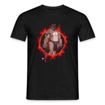 Hunde-Mutant mit feurigem Hintergrund - Männer T-Shirt - Schwarz - Vorne - AI Model Male 178 light (178cm)