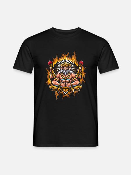 Brahma with Halftone Fire Background - Men's T-Shirt - black