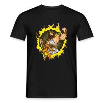 Dieux en colère avec fond de feu en demi-teinte - T-shirt homme - noir - Devant - AI Model Male 178 light (178cm)