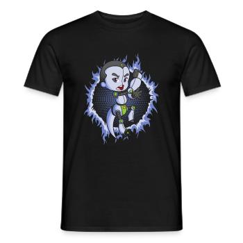 The Robot Boy with a Halftone Background - Men's T-Shirt - black - Front - AI Model Male 178 light (178cm)