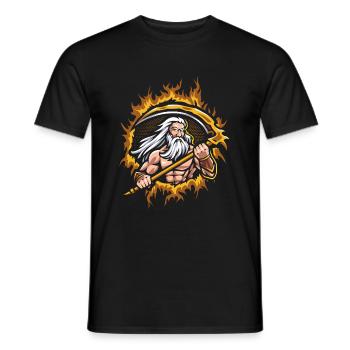 Uranus Dieu avec fond de feu en demi-teinte - T-shirt homme - noir - Devant - AI Model Male 178 light (178cm)