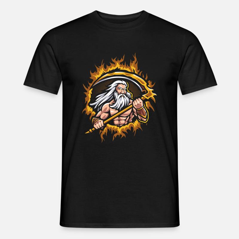 Uranus-Gott mit Halbtonfeuer-Hintergrund - Männer T-Shirt - Schwarz
