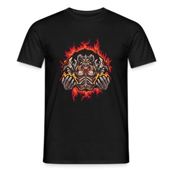 Abysse avec fond de feu en demi-teinte - T-shirt homme - noir - Devant - AI Model Male 178 light (178cm)