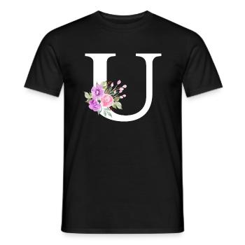 Lila Blumenbuchstabe u - Männer T-Shirt - Schwarz - Vorne - AI Model Male 178 light (178cm)