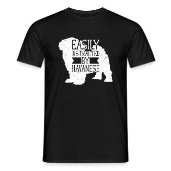 Facilement distrait par le bichon havanais Havaneser maman papa faire - T-shirt homme - noir - Devant - AI Model Male 178 light (178cm)