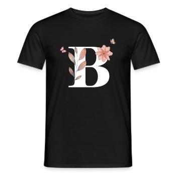 Letter b wildflowers watercolors - Men's T-Shirt - black - Front - AI Model Male 178 light (178cm)