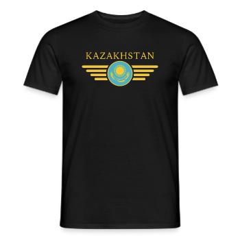 J’aime le Kazakhstan, T-shirt design de style élégance - T-shirt homme - noir - Devant - AI Model Male 178 light (178cm)