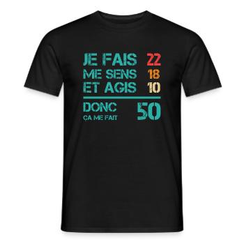 50 ans anniversaire homme femme humour rigolo - T-shirt homme - noir - Devant - AI Model Male 178 light (178cm)