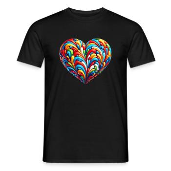 Colorful rainbow heart - Men's T-Shirt - black - Front - AI Model Male 178 light (178cm)