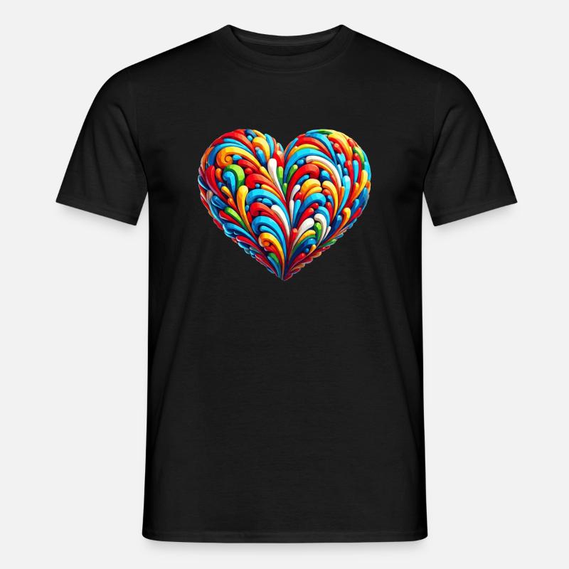 Buntes Regenbogen Herz - Männer T-Shirt - Schwarz