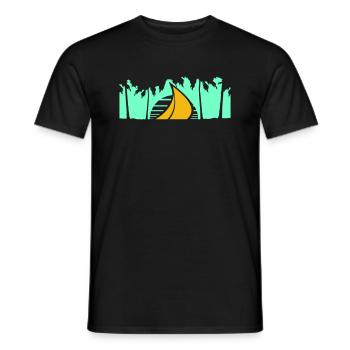 Schiff Sonne Palmen Südsee Abend Sonnenuntergang - Männer T-Shirt - Schwarz - Vorne - AI Model Male 178 light (178cm)