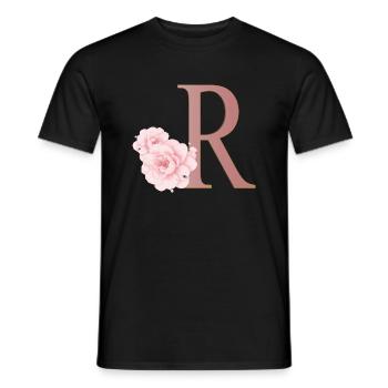 Lettre R avec des fleurs - T-shirt homme - noir - Devant - AI Model Male 178 light (178cm)