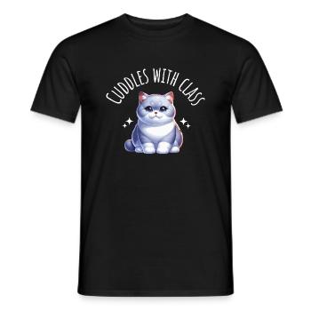 British Shorthair Cat Pet Drôle de dicton - T-shirt homme - noir - Devant - AI Model Male 178 light (178cm)