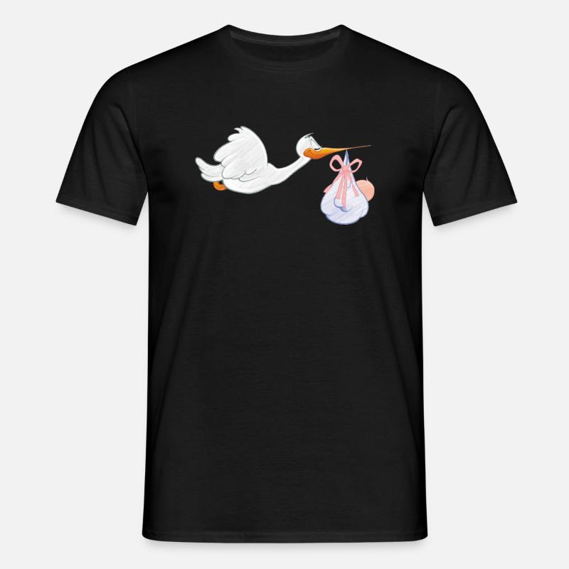 Cigogne avec bébé - T-shirt Homme - noir