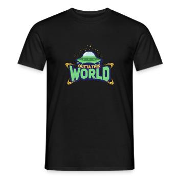 Ufo Universum Fliegende Untertasse Sterne Geschenk - Männer T-Shirt - Schwarz - Vorne - AI Model Male 178 light (178cm)