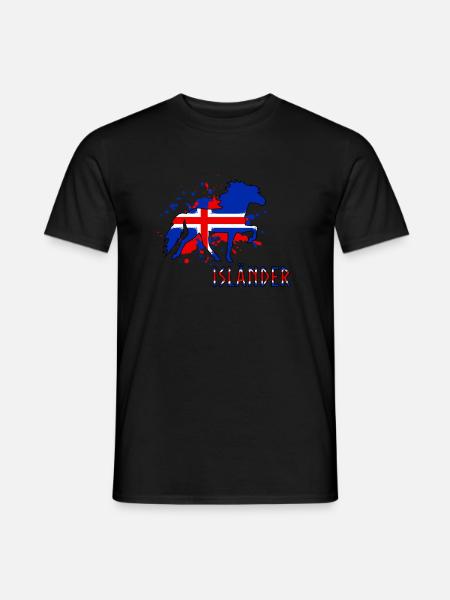 Isländer im Tölt mit Text - Männer T-Shirt - Schwarz
