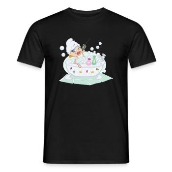 Woman Talking On The Phone In A Bubble Bath - T-shirt homme - noir - Devant - AI Model Male 178 light (178cm)