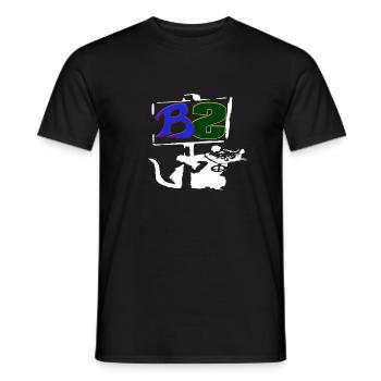 Banksy Style logo white - Men's T-Shirt - black - Front - AI Model Male 178 light (178cm)