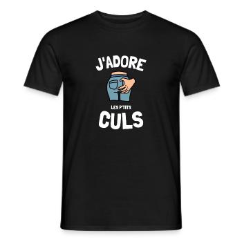 J'adore les ptits culs humour fesses blague drague - T-shirt homme - noir - Devant - AI Model Male 178 light (178cm)