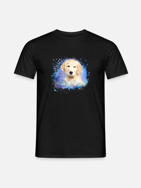 Labrador, dog, illustration, puppy, golden retriever - Men's T-Shirt - black