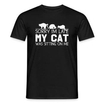 Désolé Im Tard mon chat était assis sur moi - T-shirt homme - noir - Devant - AI Model Male 178 light (178cm)