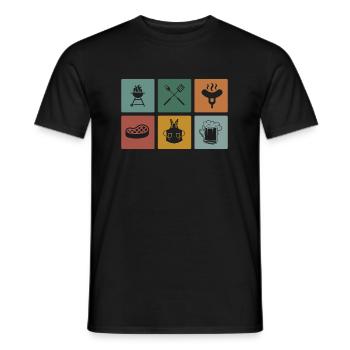 Barbecue humour grillade bière saucisses drôles - T-shirt homme - noir - Devant - AI Model Male 178 light (178cm)