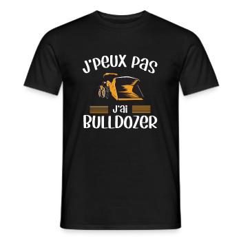 Je peux pas j'ai bulldozer humour chantier BTP - T-shirt homme - noir - Devant - AI Model Male 178 light (178cm)