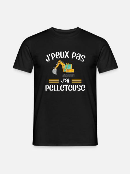 Je peux pas j'ai pelleteuse humour chantier engin - T-shirt homme - noir