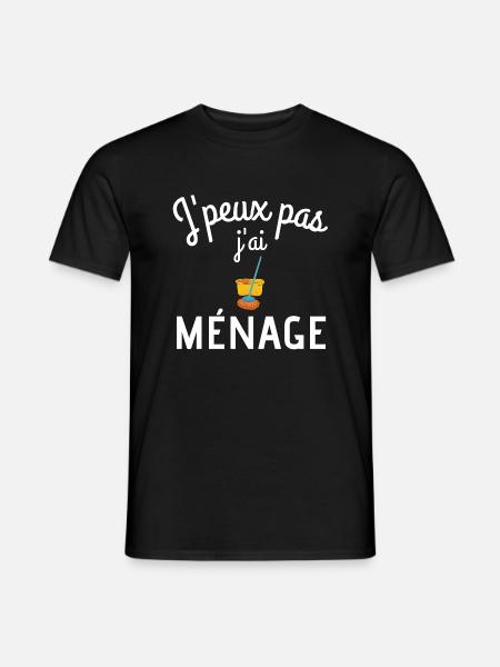 Je peux pas j'ai ménage humour drôles - T-shirt homme - noir