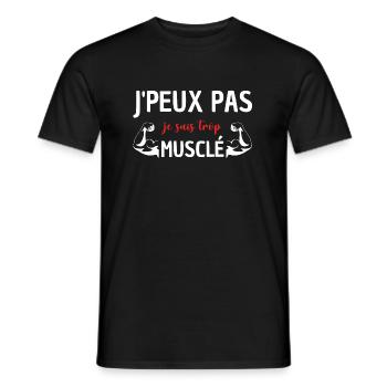 Je peux pas je suis trop musclé humour sport - T-shirt homme - noir - Devant - AI Model Male 178 light (178cm)