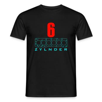 6 cylindres - T-shirt homme - noir - Devant - AI Model Male 178 light (178cm)
