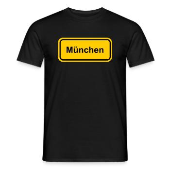 Ortsschild München Stadt Schriftzug Schild - Männer T-Shirt - Schwarz - Vorne - AI Model Male 178 light (178cm)