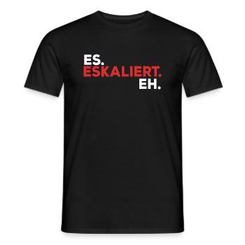 It escalates for techno parties and festivals - Männer T-Shirt - Schwarz - Vorne - AI Model Male 178 light (178cm)