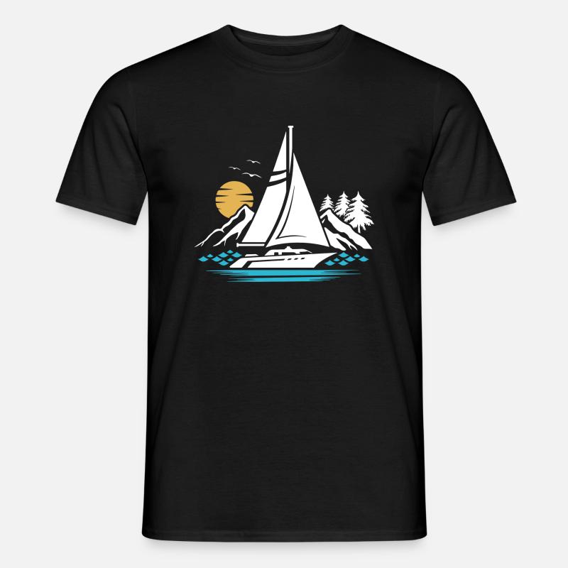 Segelboot - Männer T-Shirt - Schwarz