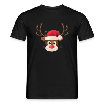 Rehkitz mit roter Nase - Männer T-Shirt - Schwarz - Vorne - AI Model Male 178 light (178cm)