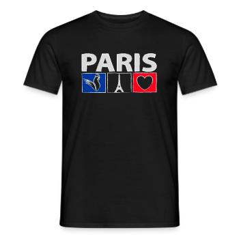 Paris avec du cœur - T-shirt homme - noir - Devant - AI Model Male 178 light (178cm)