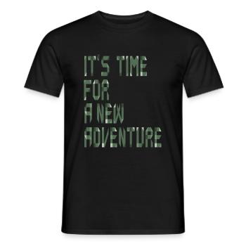 It's Time For New Adventure Calligraphic Design - Men's T-Shirt - black - Front - AI Model Male 178 light (178cm)