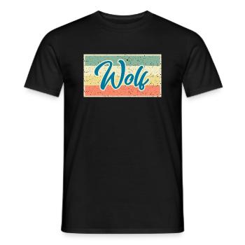 Wolf Retro Vintage Design – Wild & Free - Men's T-Shirt - black - Front - AI Model Male 178 light (178cm)