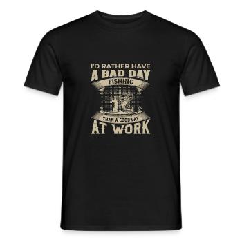 Ich habe lieber einen schlechten Angeltag als...... - Männer T-Shirt - Schwarz - Vorne - AI Model Male 178 light (178cm)