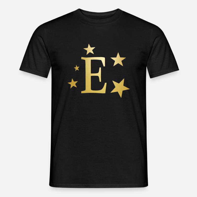 Buchstabe E mit Sternen - Männer T-Shirt - Schwarz