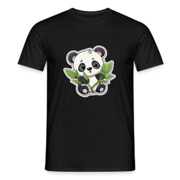 Niedlicher Panda Bär mit Bambus - Männer T-Shirt - Schwarz - Vorne - AI Model Male 178 light (178cm)
