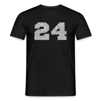 Numéro 24 paillettes argenté - 24e anniversaire - T-shirt homme - noir - Devant - AI Model Male 178 light (178cm)