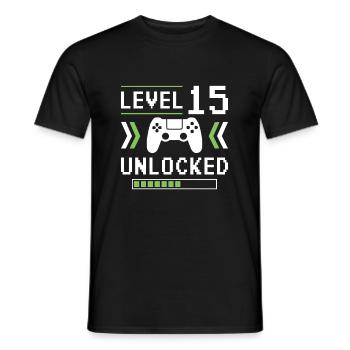 Level 15 Unlocked Completed 15th Gamer Geburtstag - Männer T-Shirt - Schwarz - Vorne - AI Model Male 178 light (178cm)