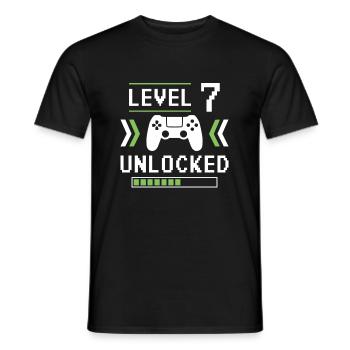 Level 7 freigeschaltet - Männer T-Shirt - Schwarz - Vorne - AI Model Male 178 light (178cm)