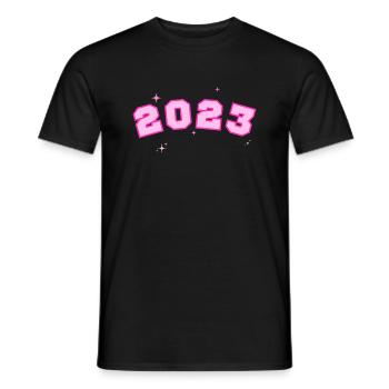2023 Stern Rosa - Männer T-Shirt - Schwarz - Vorne - AI Model Male 178 light (178cm)